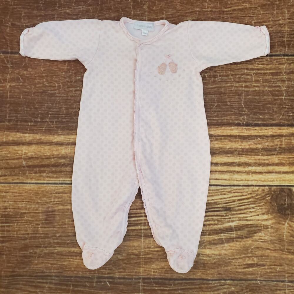 Magnolia Baby white & pink footie sz 3m
